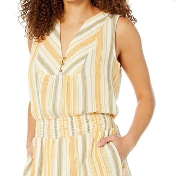 PRANA California Dreaming Maxi Dress In Golden Hour Stripe Pockets Cotton Sz XS - Picture 5 of 12
